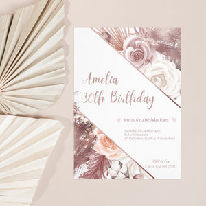 Pampas Grass Birthday Invitation