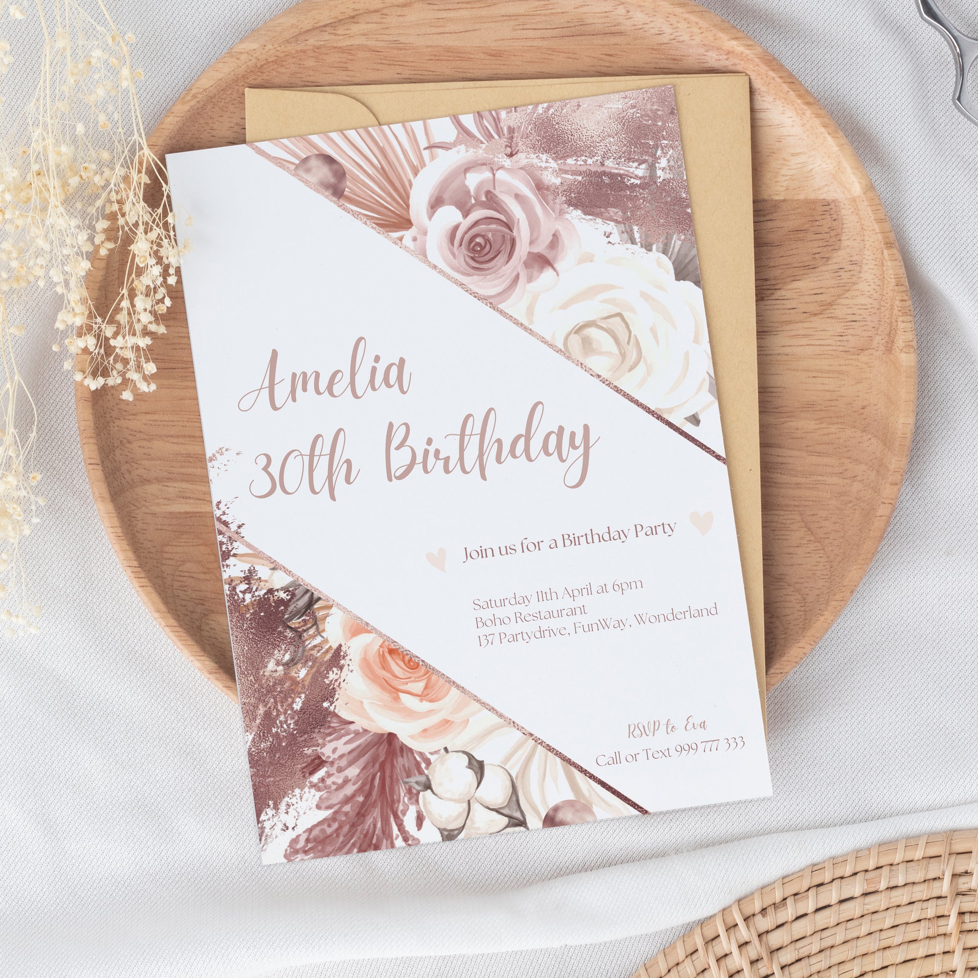 Pampas Grass Birthday Invitation