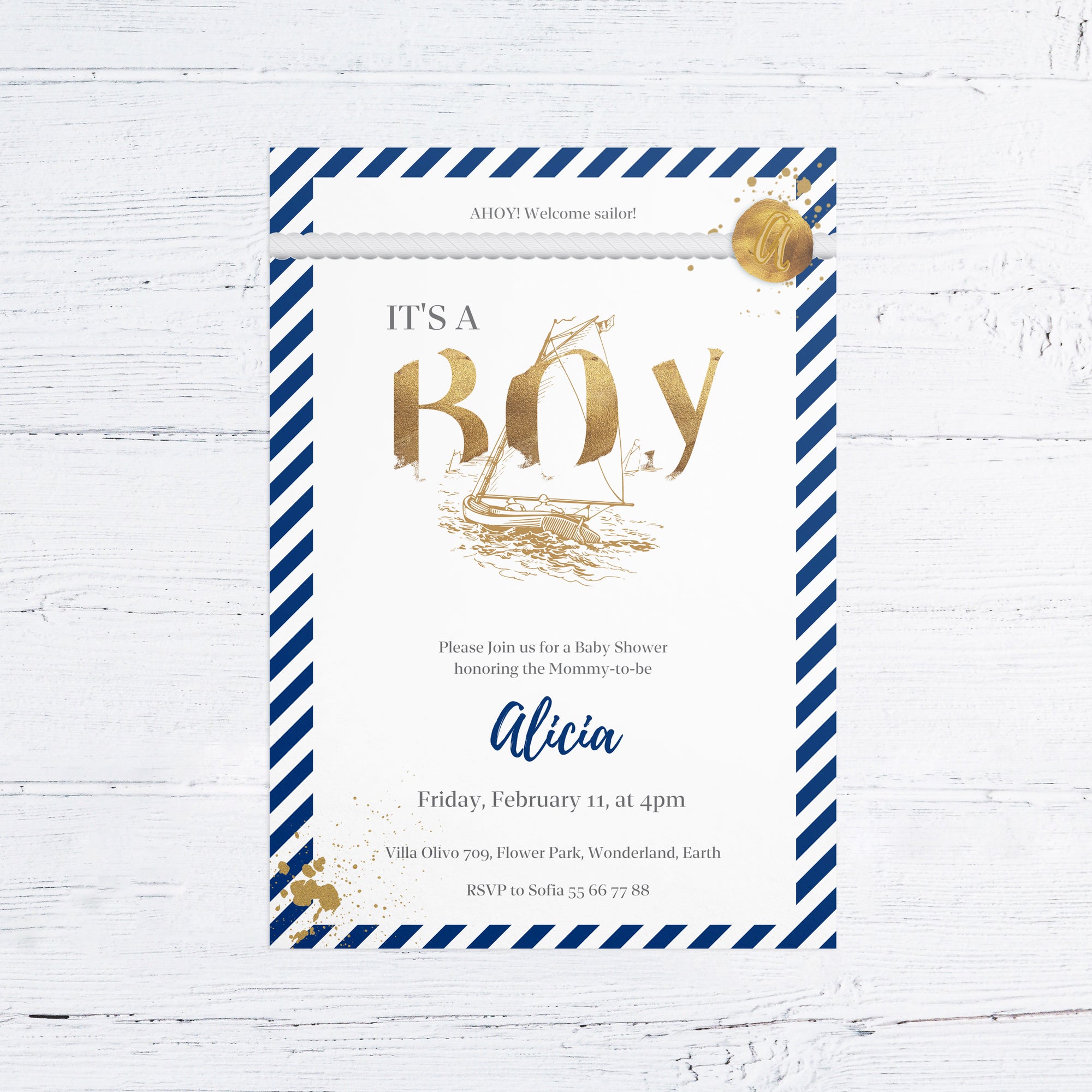 NAUTICAL Baby Shower Invitation