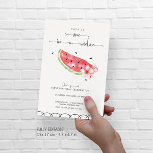 One in a Melon Birthday invitation