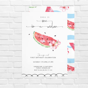 One in a Melon Birthday invitation