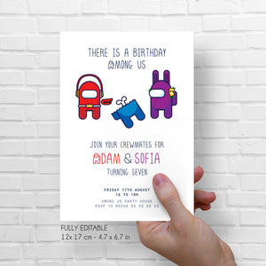 Among us Birthday Party Invitation