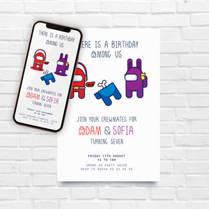 Among us Birthday Party Invitation