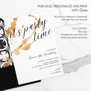 PARTY TIME minimalist Invitation