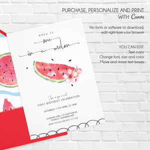 One in a Melon Birthday invitation