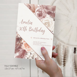 Pampas Grass Birthday Invitation