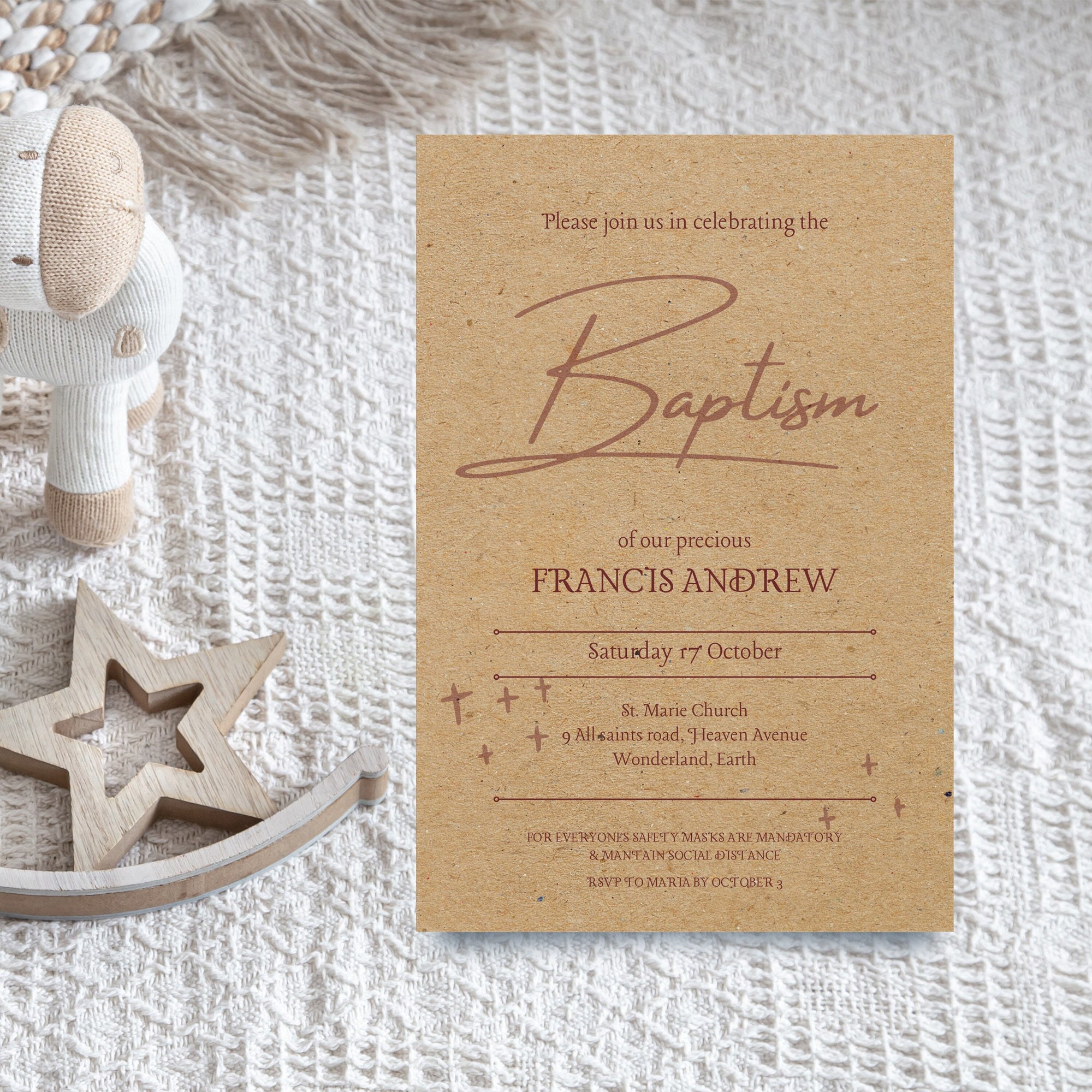 RUSTIC BAPTISM Invitation