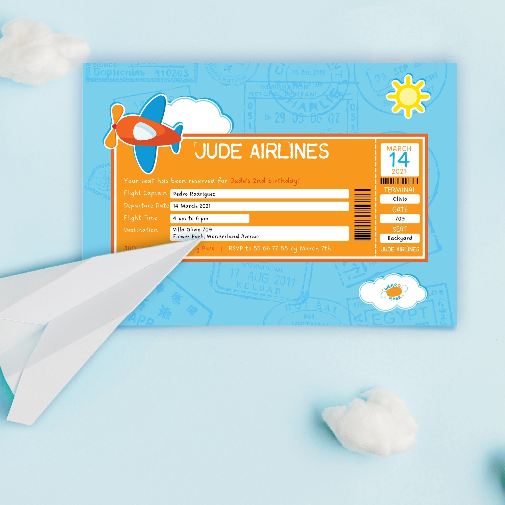 AIRPLANE Birthday Invitation