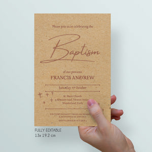 RUSTIC BAPTISM Invitation