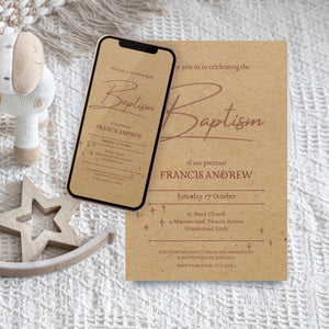 RUSTIC BAPTISM Invitation