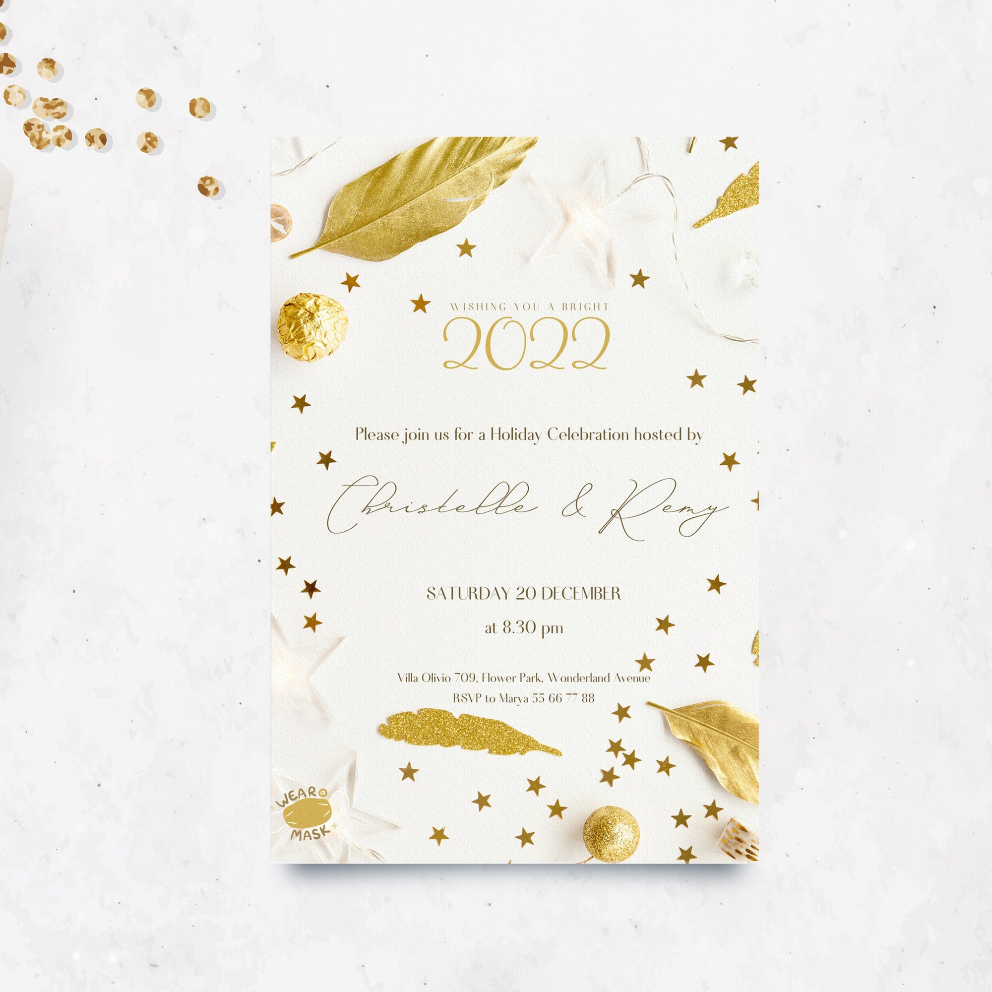 HOLIDAYS minimalist invitation card