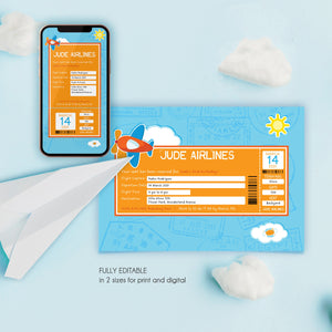 AIRPLANE Birthday Invitation