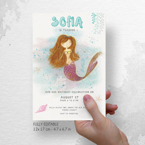 MERMAID Birthday Invitation template