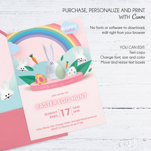 Easter Peeps Instant Download, Party with my Peeps Printable Invite Template - Edit with Canva