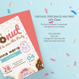 DONUT Birthday Party Invitation