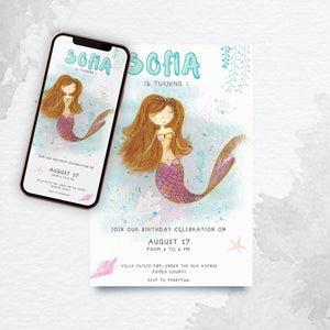 MERMAID Birthday Invitation template