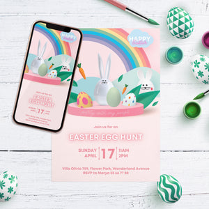 Easter Peeps Instant Download, Party with my Peeps Printable Invite Template - Edit with Canva